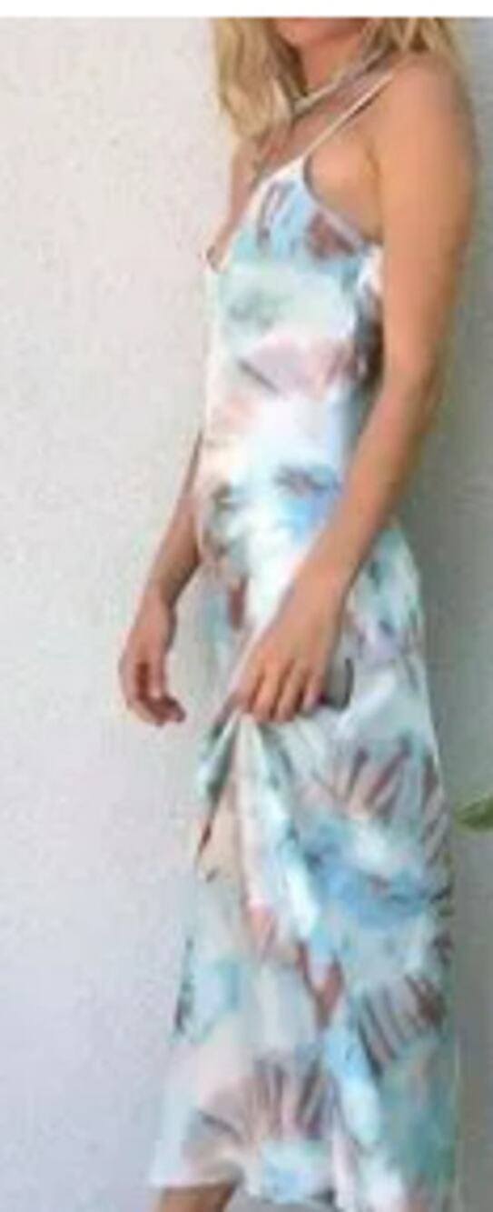 Nasty Gal Boho $98 Tie Dye Slip Midi Hippie Retro Dress Blue Size 6 Medium M1